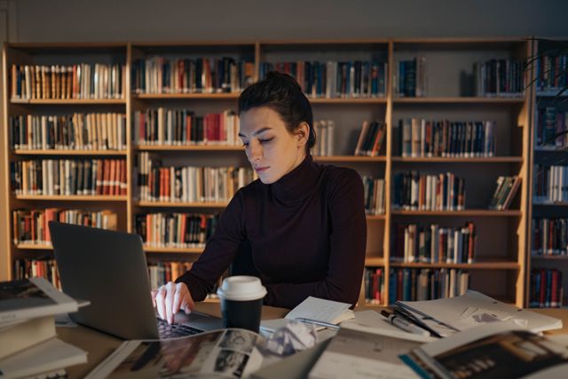 a person researching on a laptop